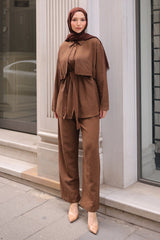 Kahverengi Bel Kuşaklı Takım