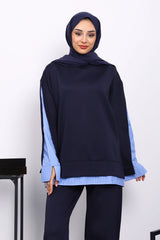 Lacivert Gömlek Garnili Scuba Sweat Takım