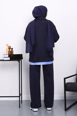 Lacivert Gömlek Garnili Scuba Sweat Takım