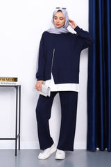 Lacivert Fermuar Detaylı Takım