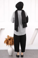 Siyah Oysho Gömlek Garnili Takım