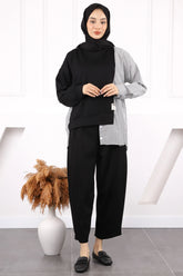 Siyah Oysho Gömlek Garnili Takım