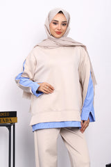 Taş Gömlek Garnili Scuba Sweat Takım