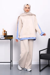 Taş Gömlek Garnili Scuba Sweat Takım