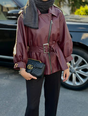 TASARIM DERI BORDO CEKET - nuha collection