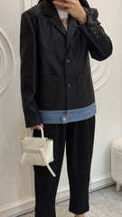 KOT DETAY BLAZER CEKET - nuha collection