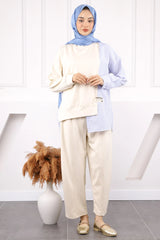 Bej Oysho Gömlek Garnili Takım