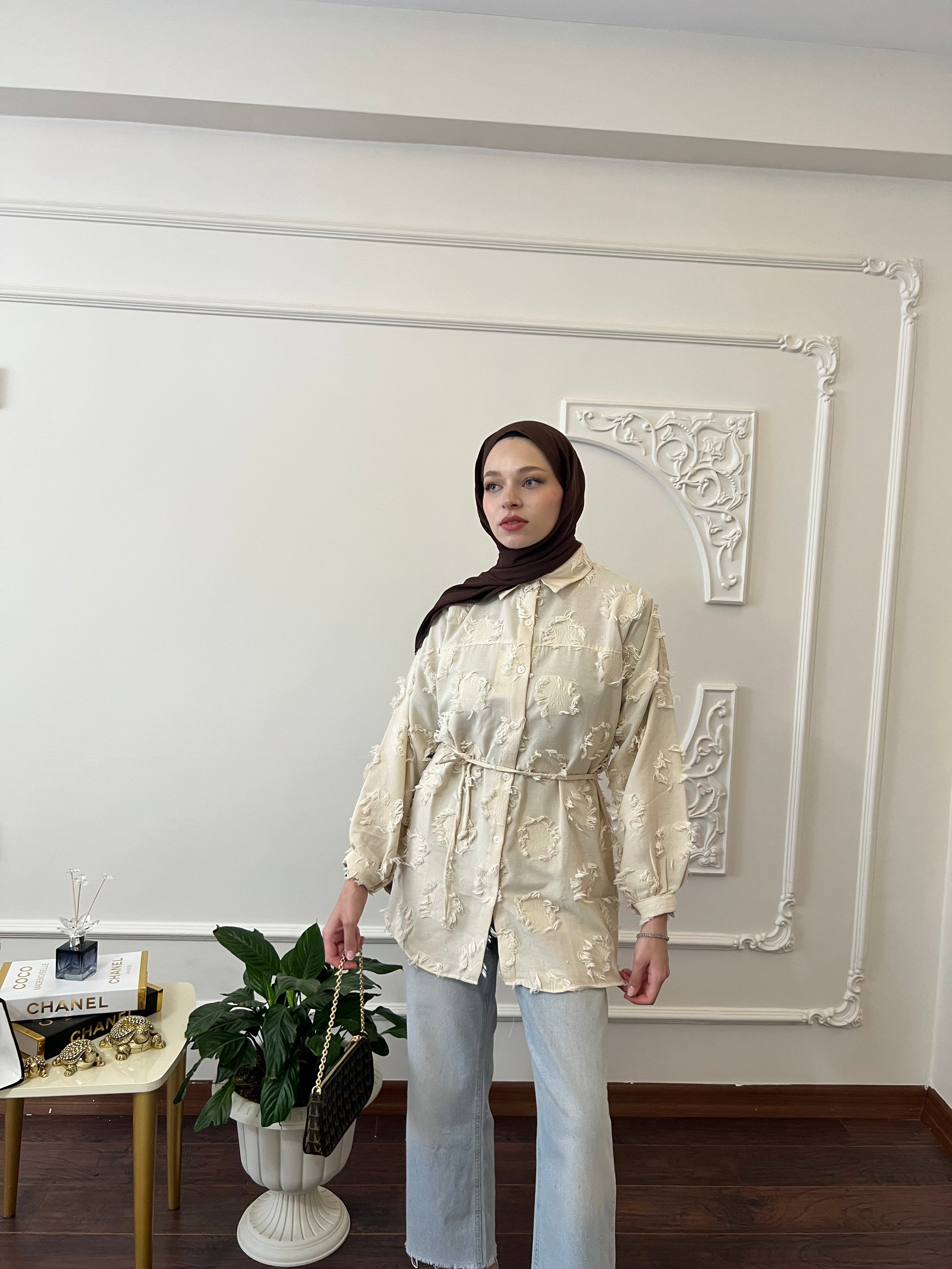 Püskül Detaylı Kimono Gömlek