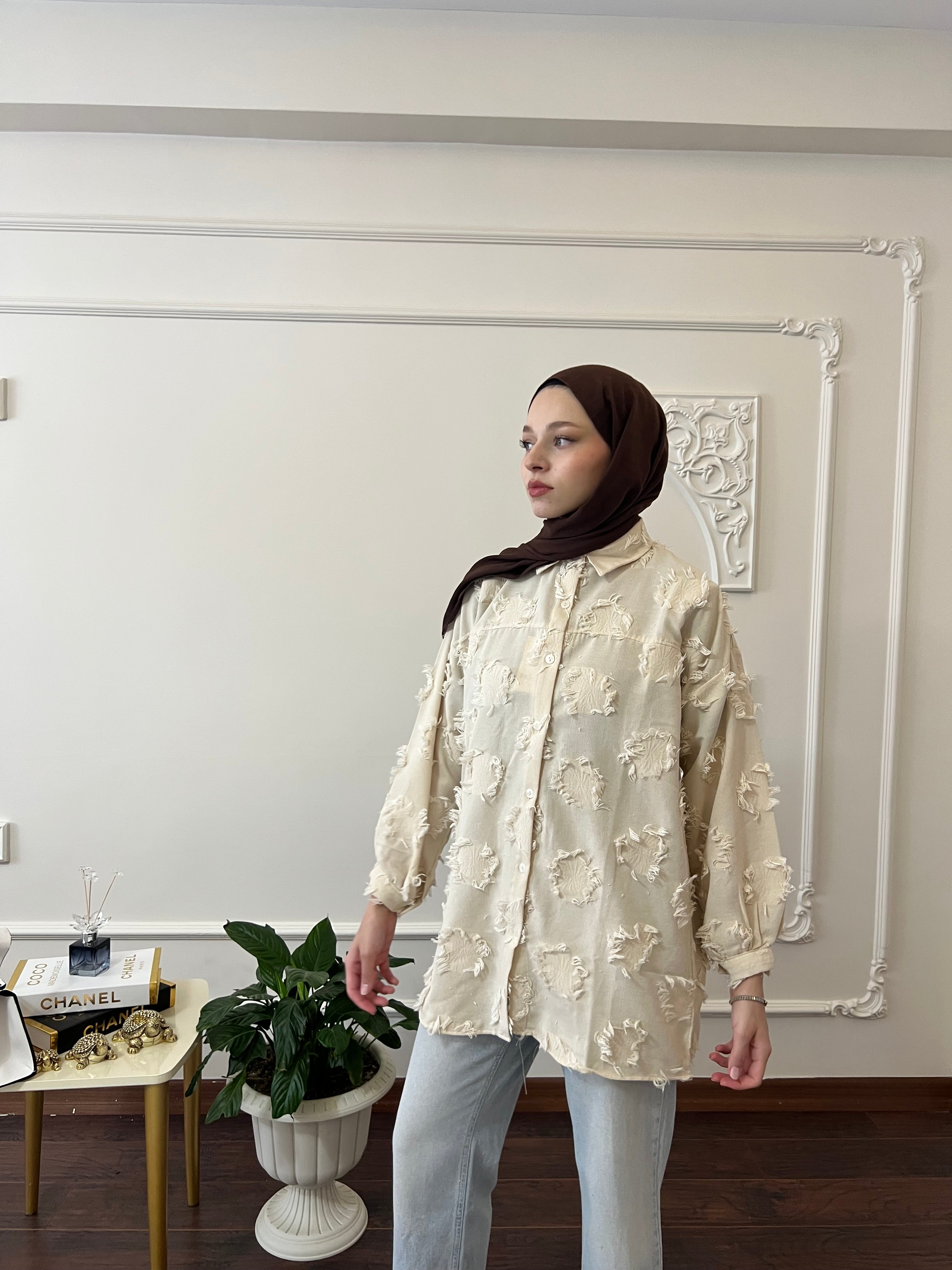 Püskül Detaylı Kimono Gömlek