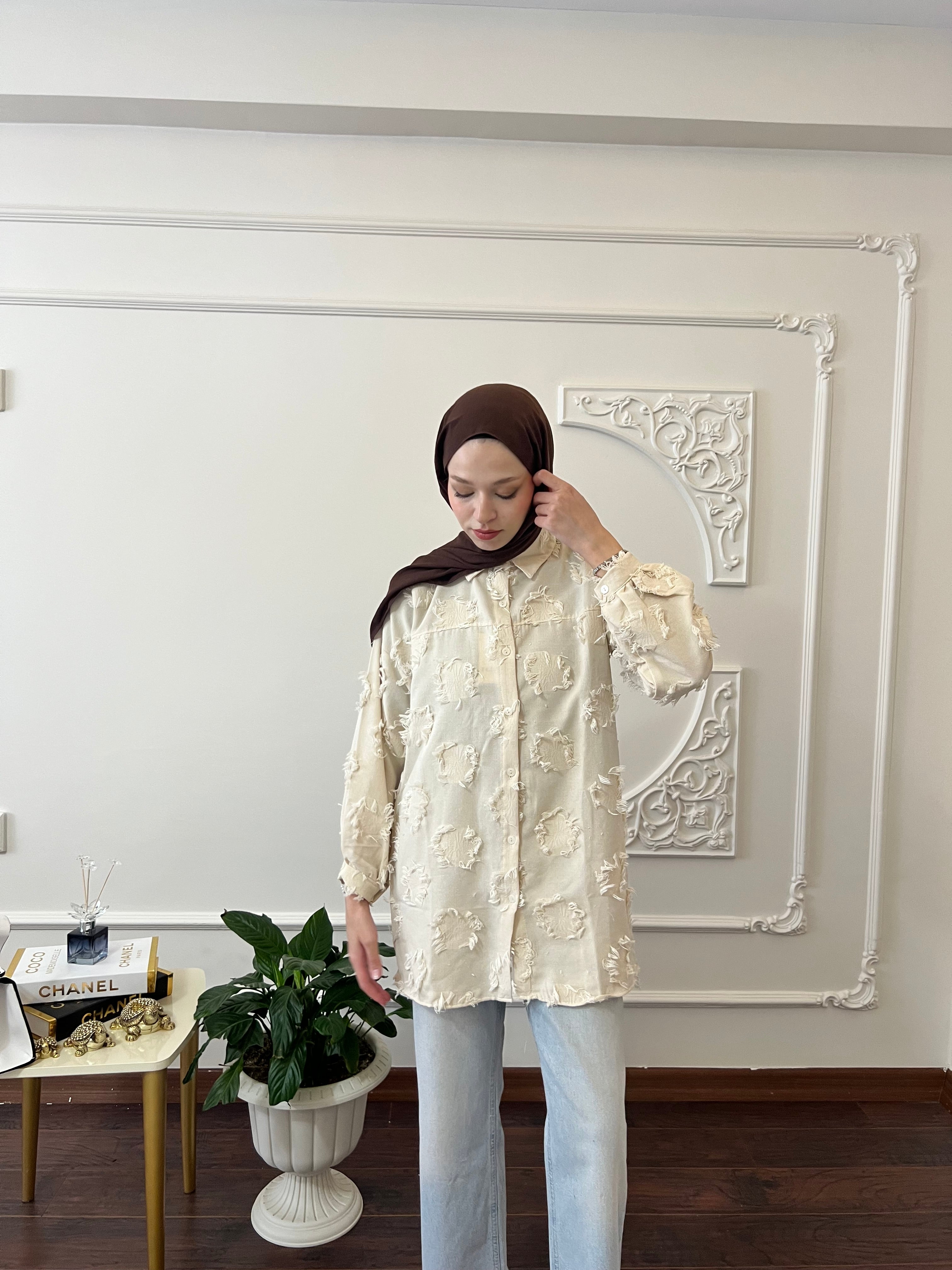 Püskül Detaylı Kimono Gömlek