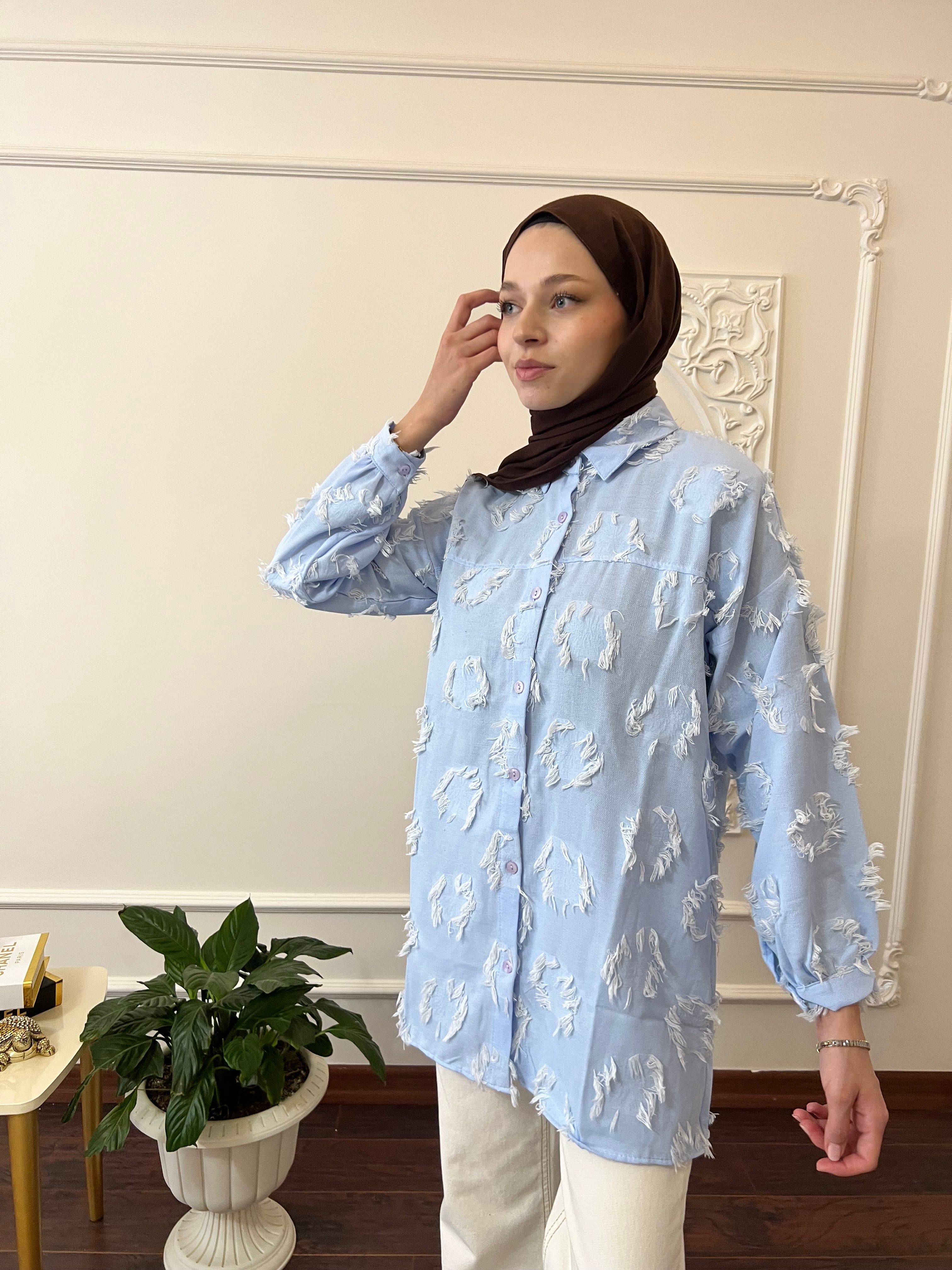 Püskül Detaylı Kimono Gömlek