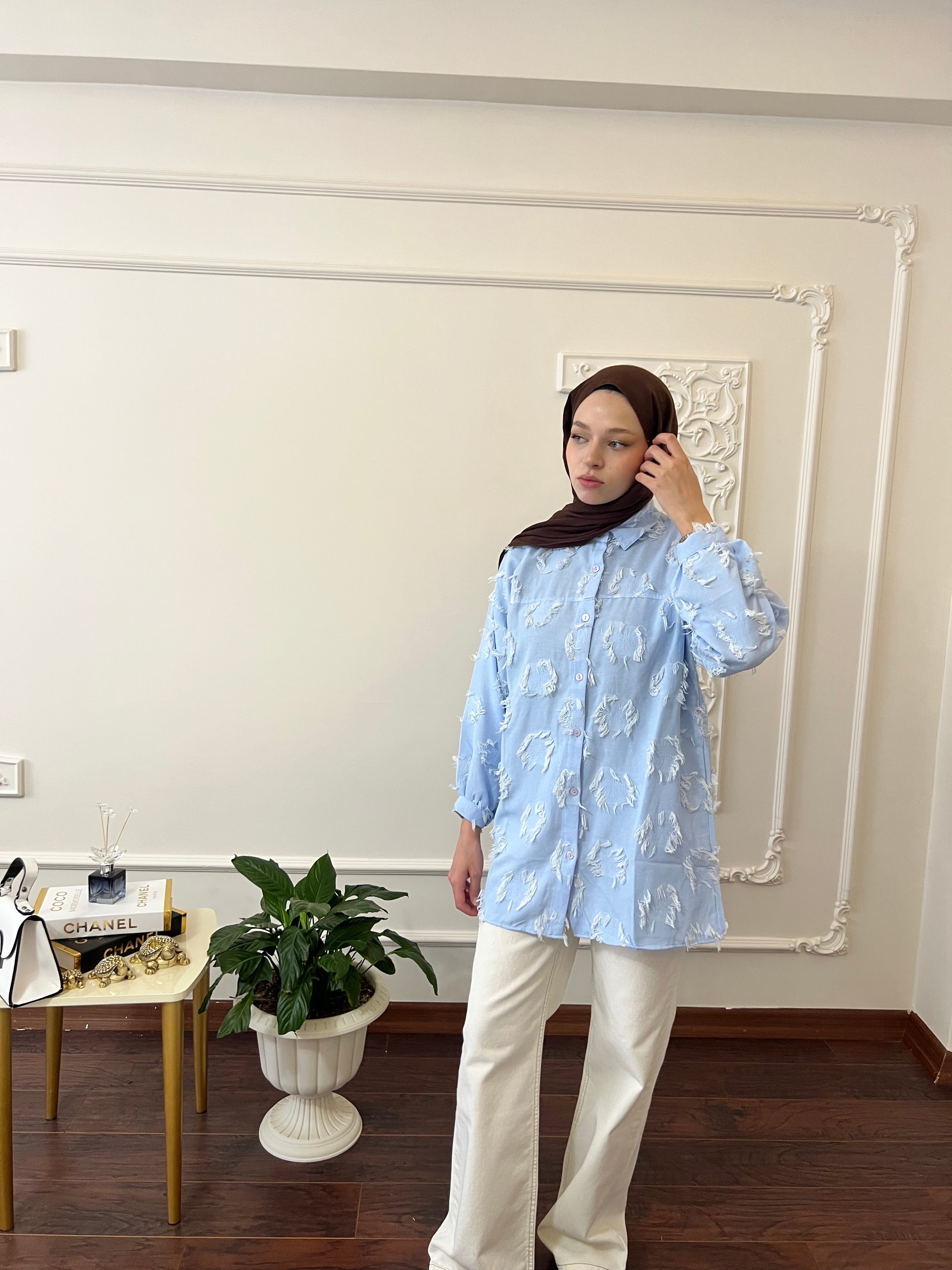 Püskül Detaylı Kimono Gömlek