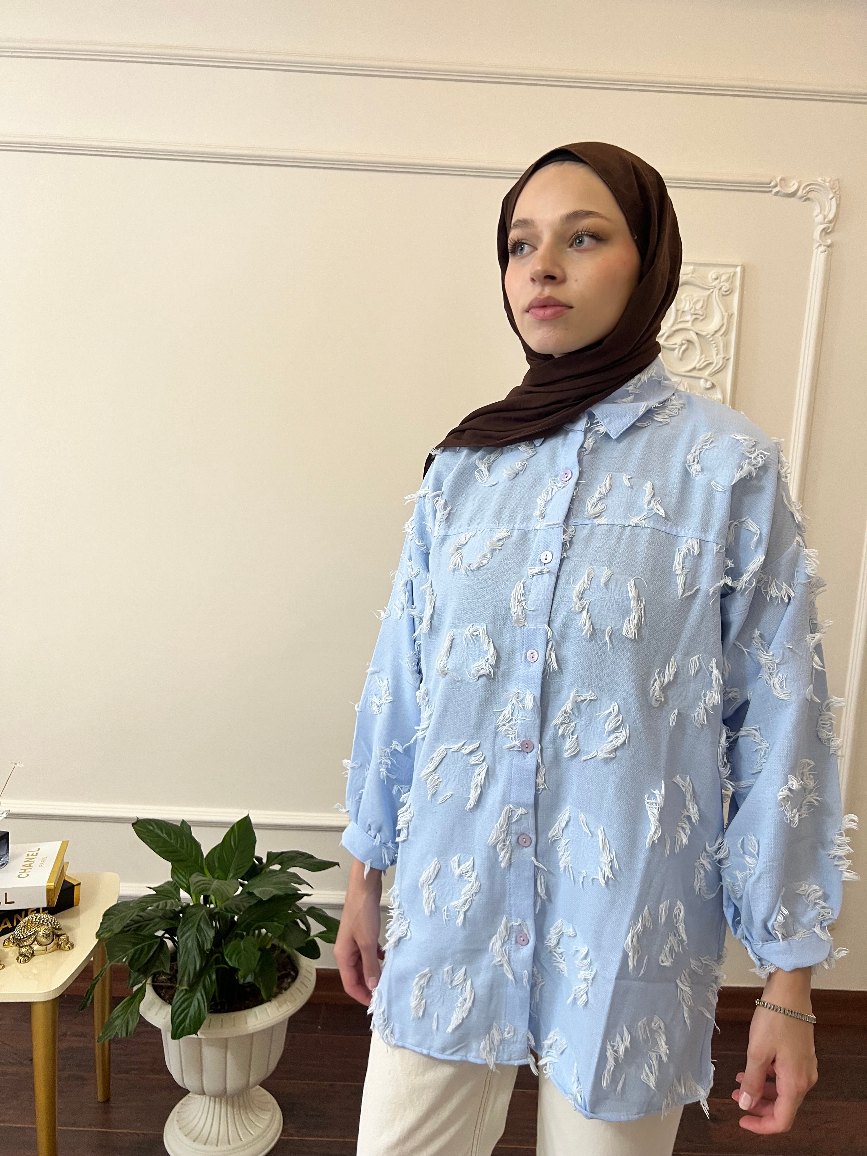 Püskül Detaylı Kimono Gömlek