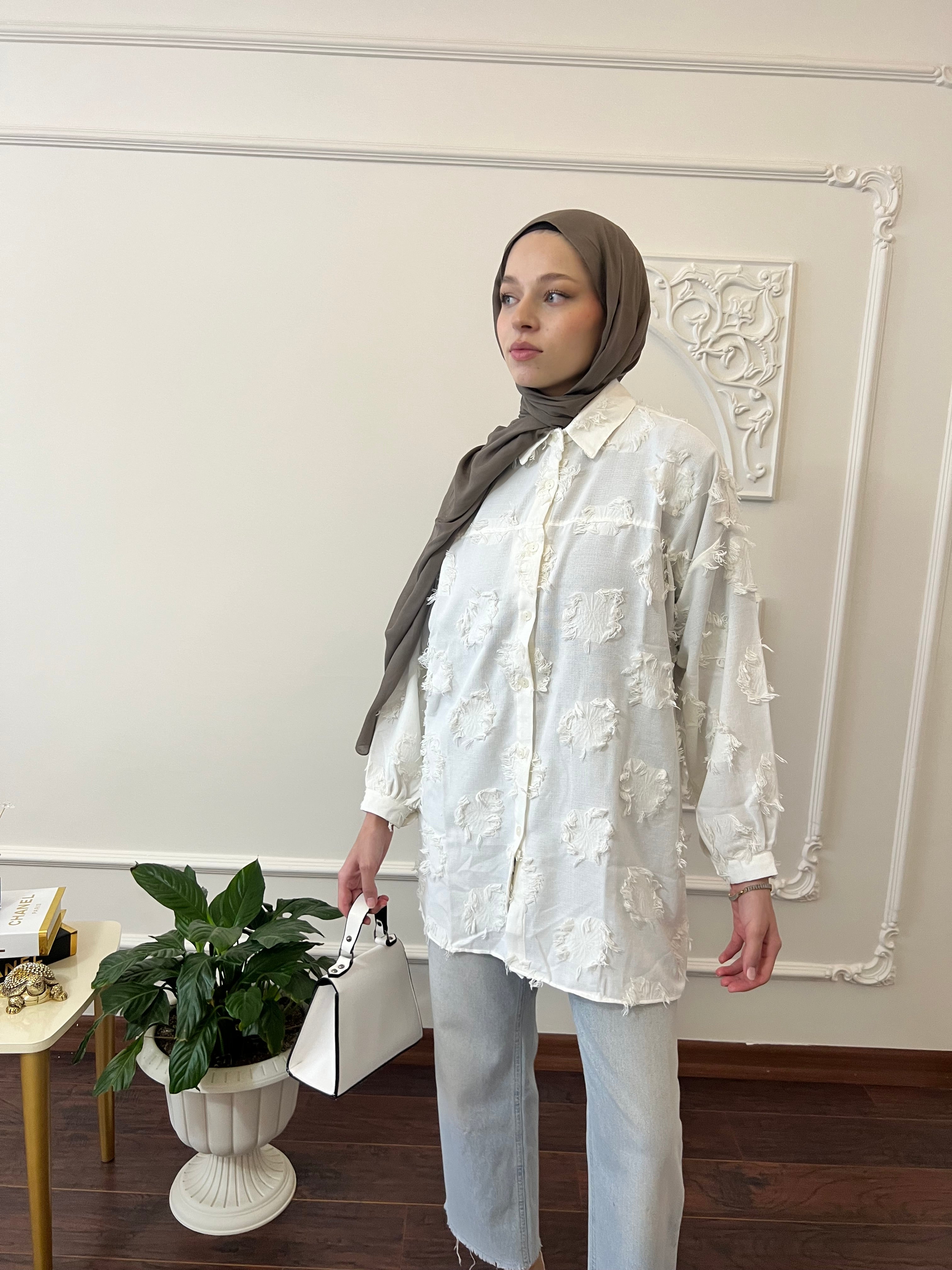 Püskül Detaylı Kimono Gömlek