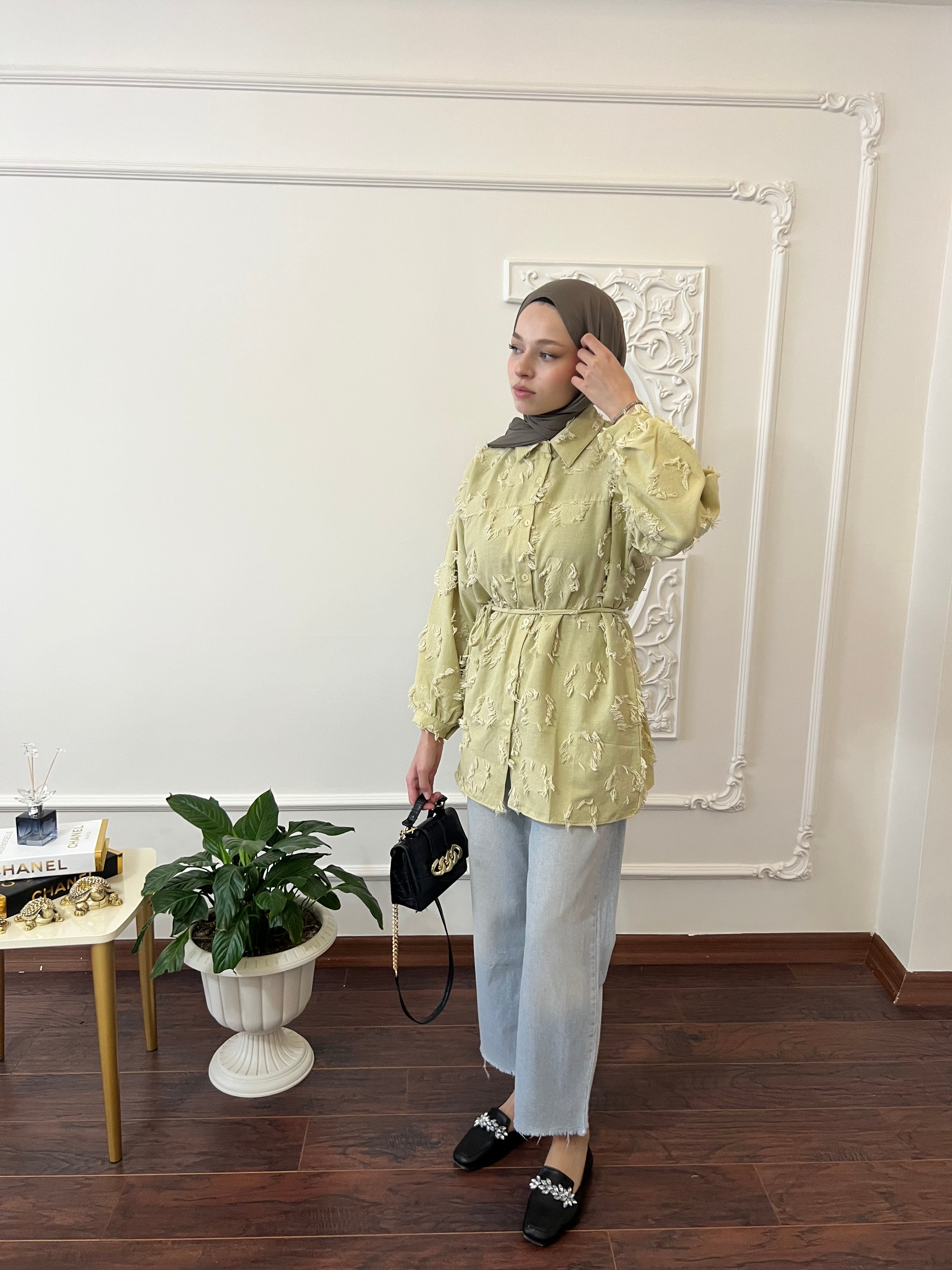 Püskül Detaylı Kimono Gömlek