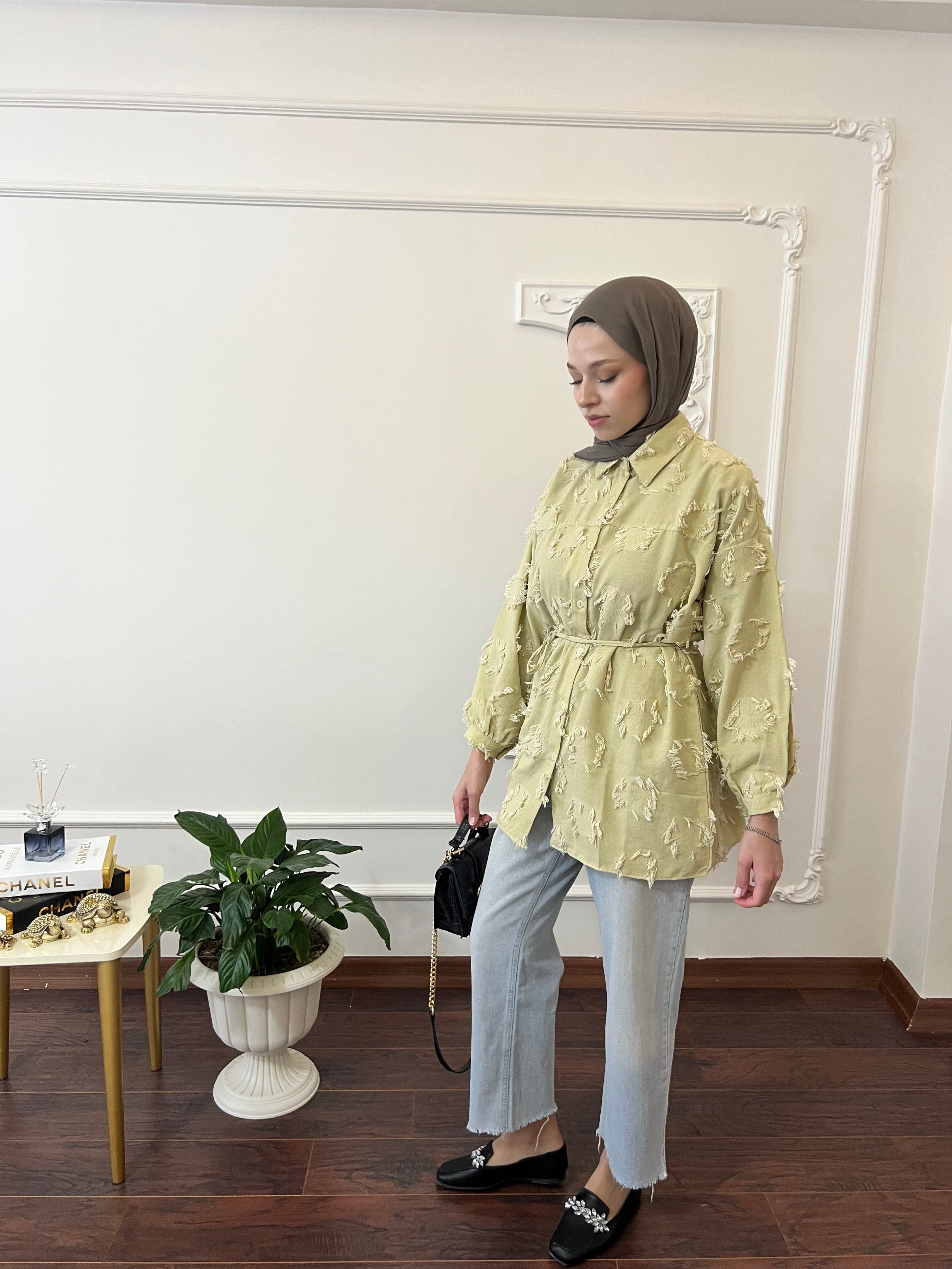 Püskül Detaylı Kimono Gömlek