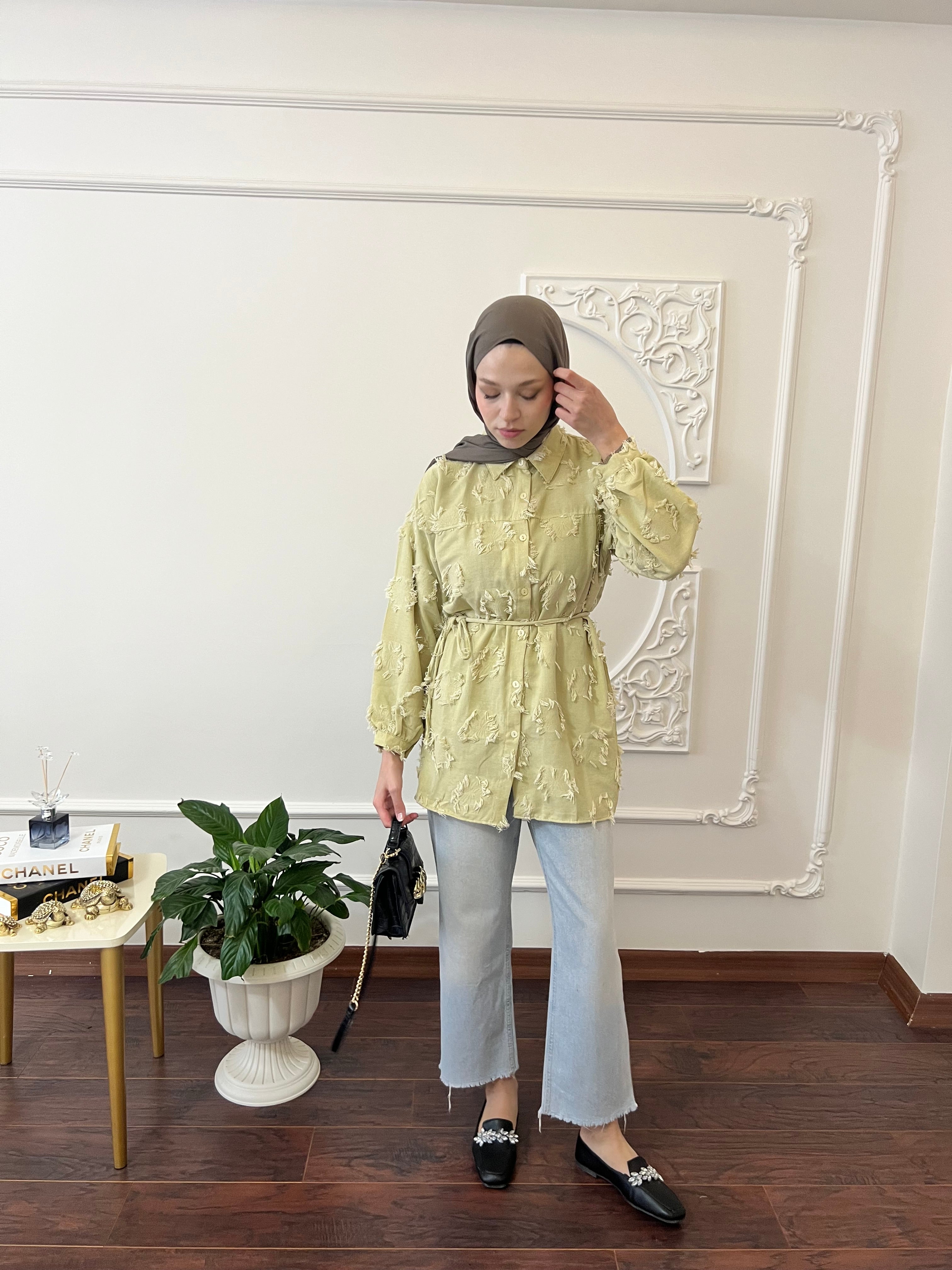 Püskül Detaylı Kimono Gömlek