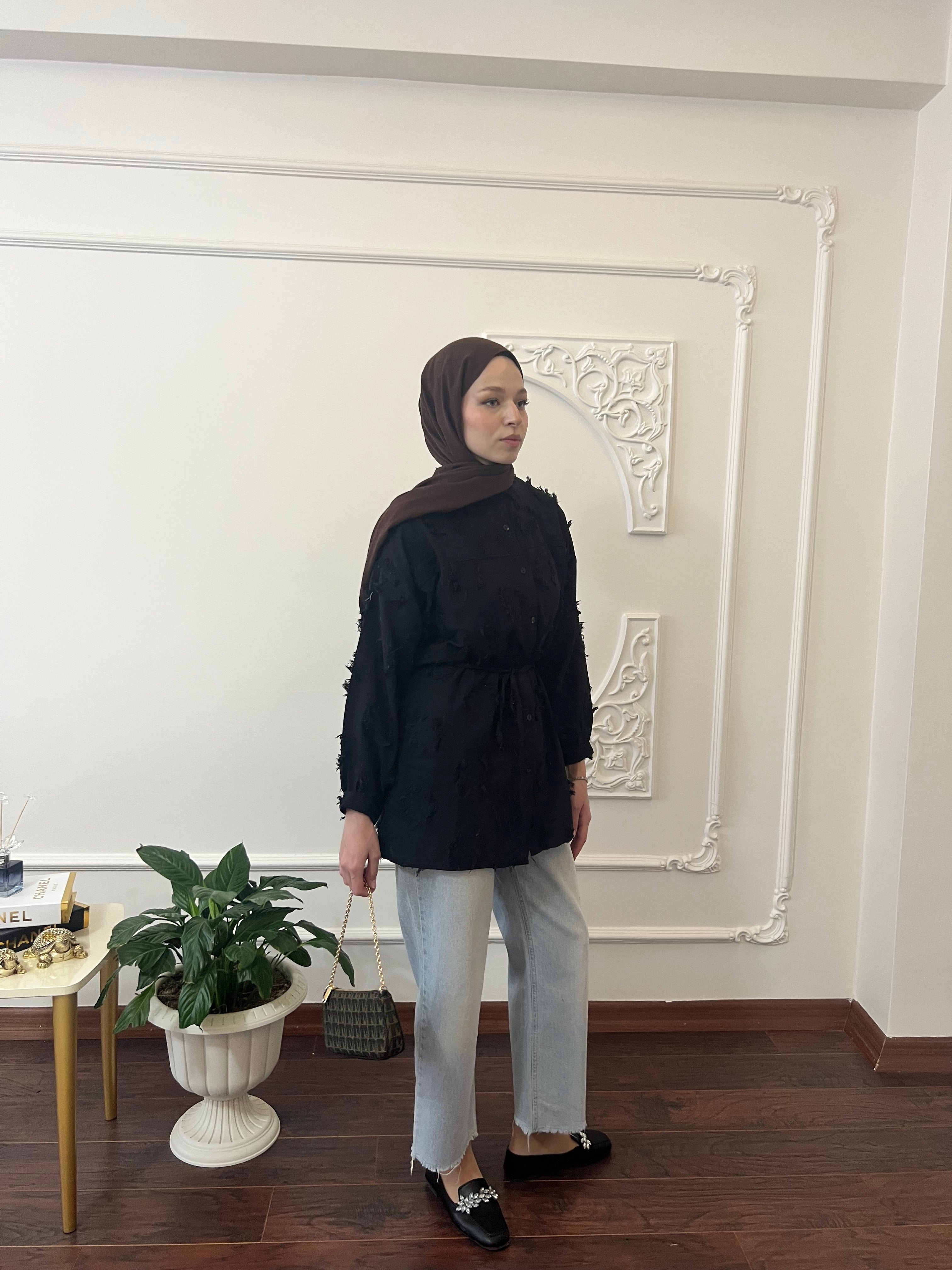 Püskül Detaylı Kimono Gömlek