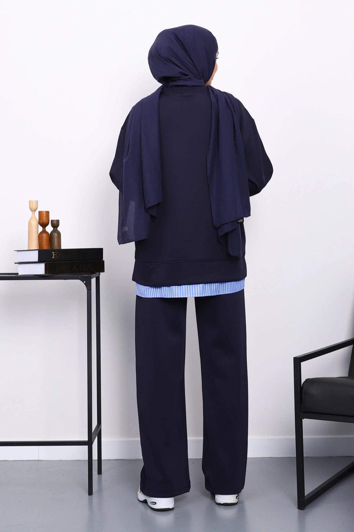 Lacivert Gömlek Garnili Scuba Sweat Takım