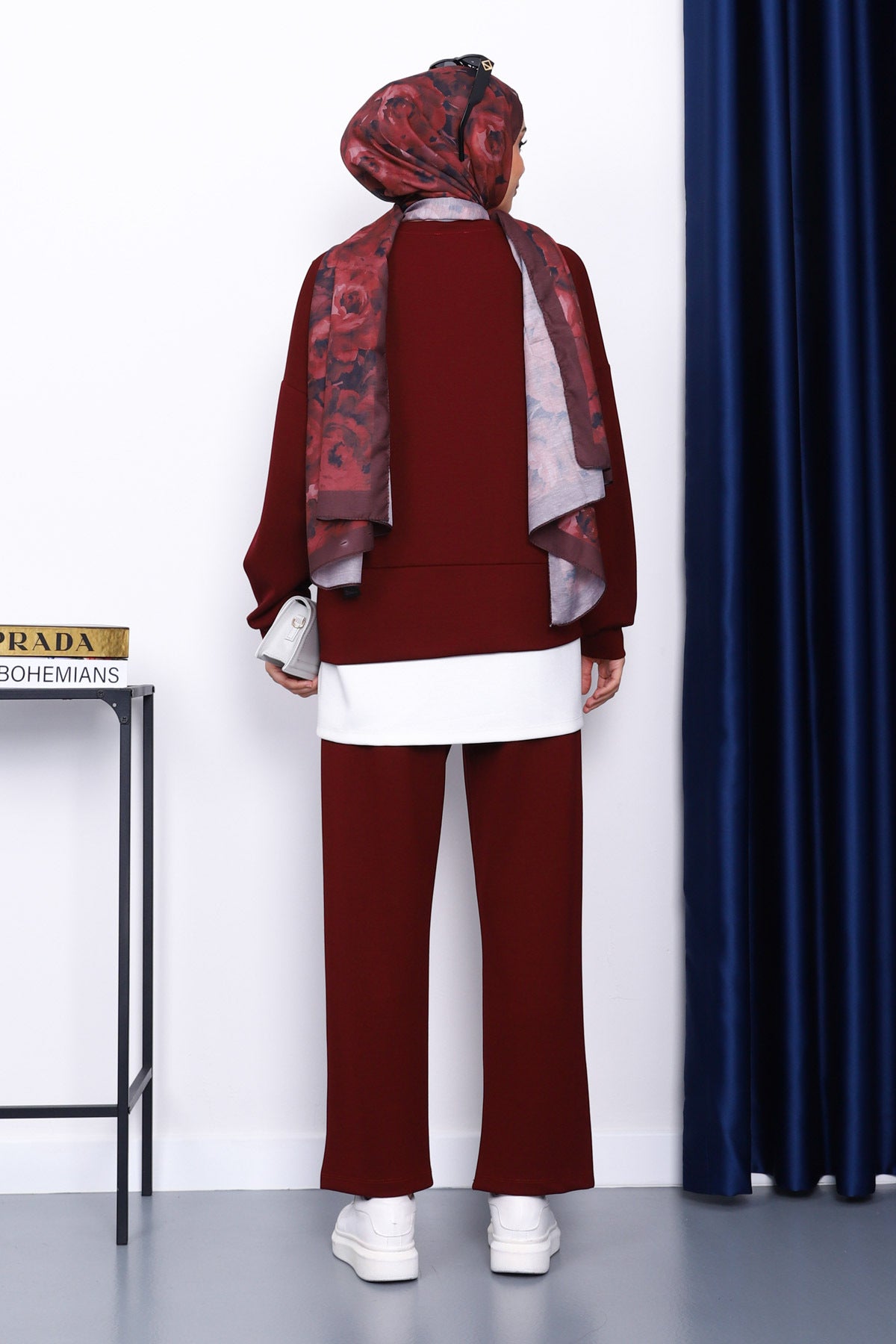 Bordo Fermuar Detaylı Takım