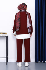 Bordo Fermuar Detaylı Takım