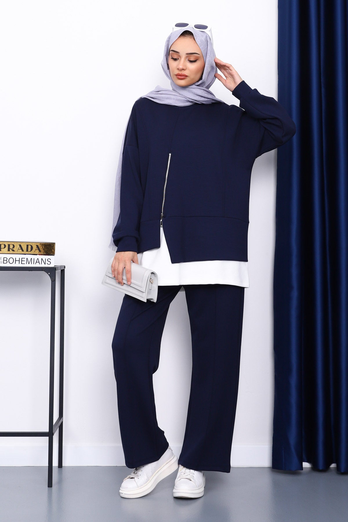 Lacivert Fermuar Detaylı Takım