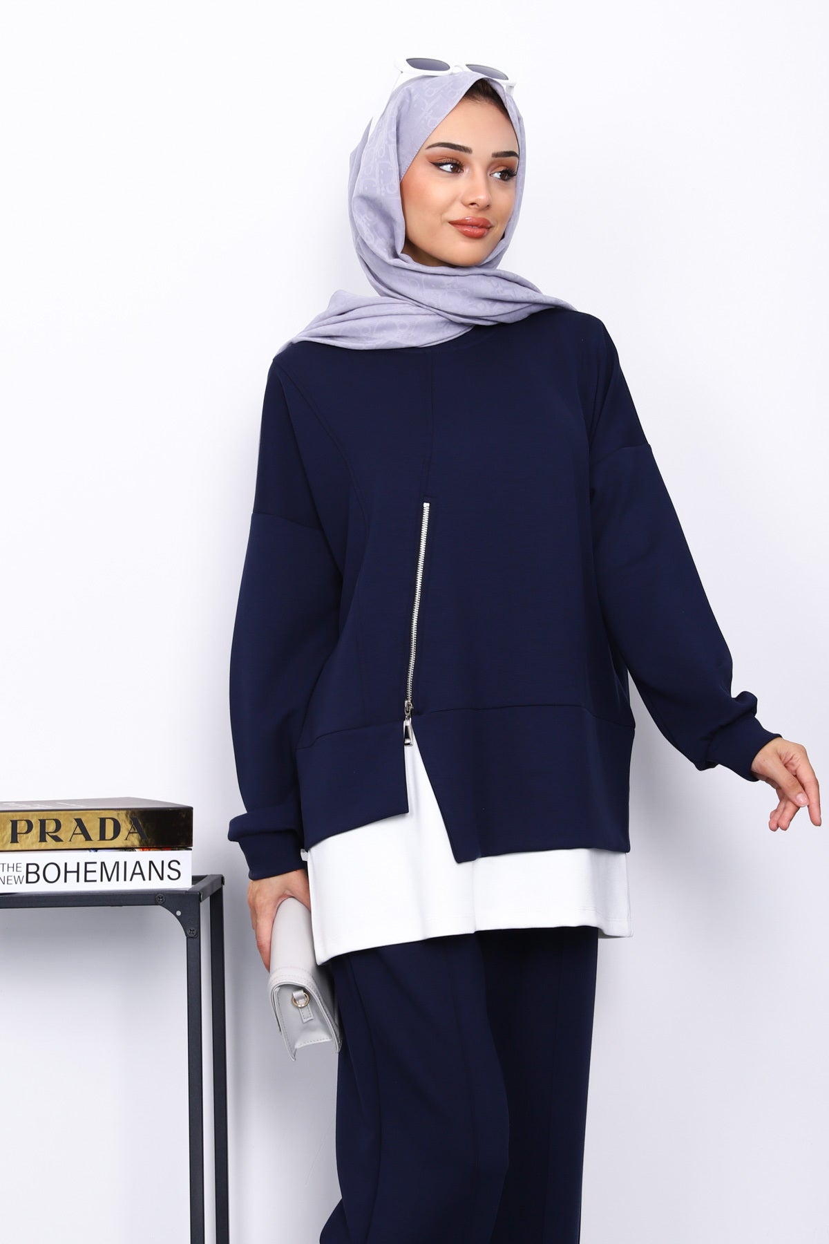 Lacivert Fermuar Detaylı Takım