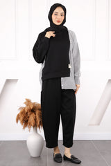 Siyah Oysho Gömlek Garnili Takım