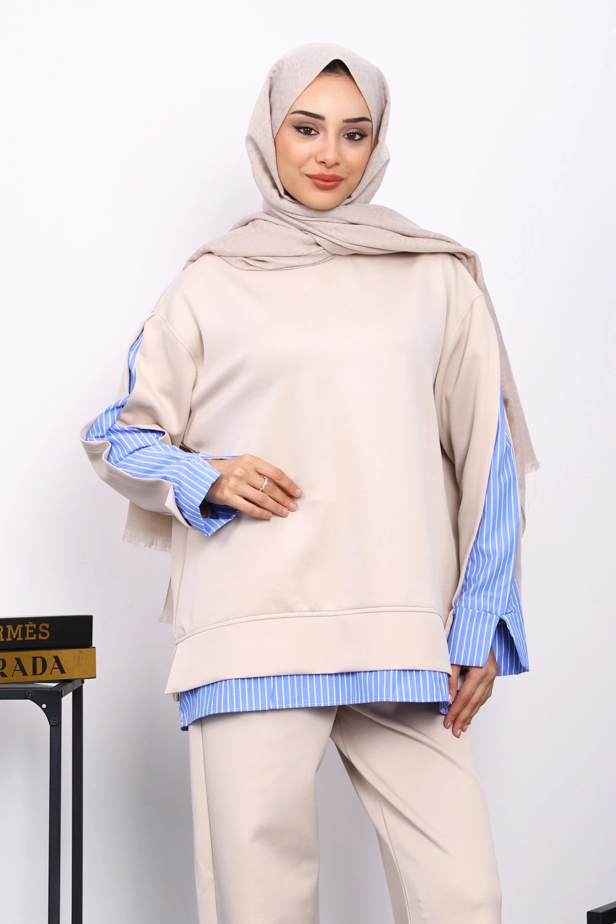 Taş Gömlek Garnili Scuba Sweat Takım