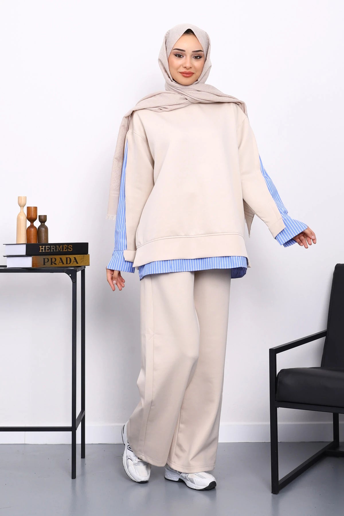 Taş Gömlek Garnili Scuba Sweat Takım